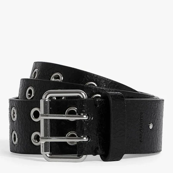 NWOT Allsaints Andree Black Leather Studded Belt M/L - Picture 1 of 4
